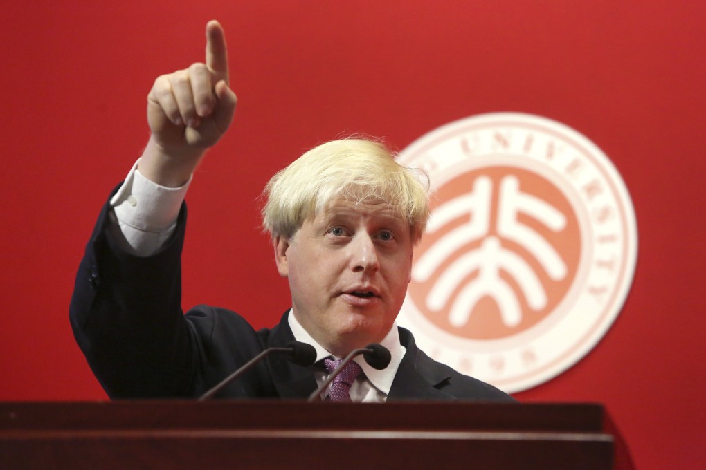 Mayor of London Boris Johnson delivers a speech during a visit to Peking University in Beijing. Photo: Reuters