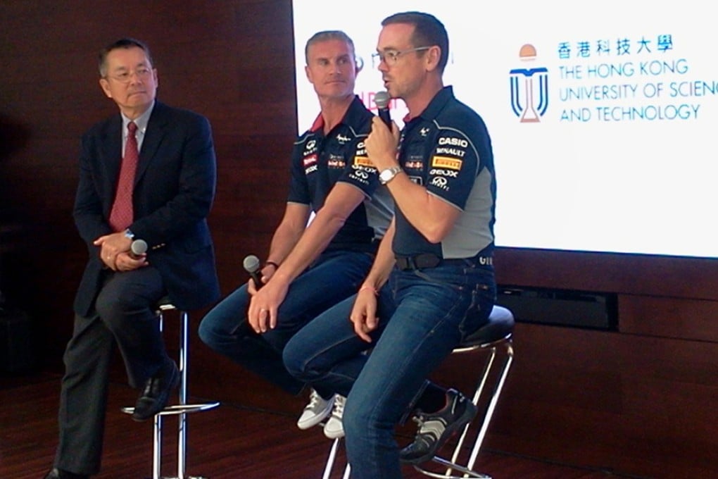 From left to right: Eden Woon Yi-teng, vice-president for Institutional Advancement of HKUST; David Coulthard, British former Formula One racing driver and Infiniti Red Bull Racing Formula One team ambassador; Andreas Sigl, Infiniti Red Bull Racing global director.