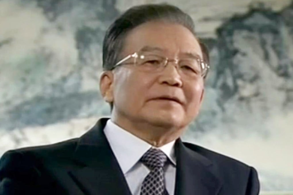 Former Premier Wen Jiabao seen in the CCTV interview broadcast on Wednesday. Screenshot from television footage.