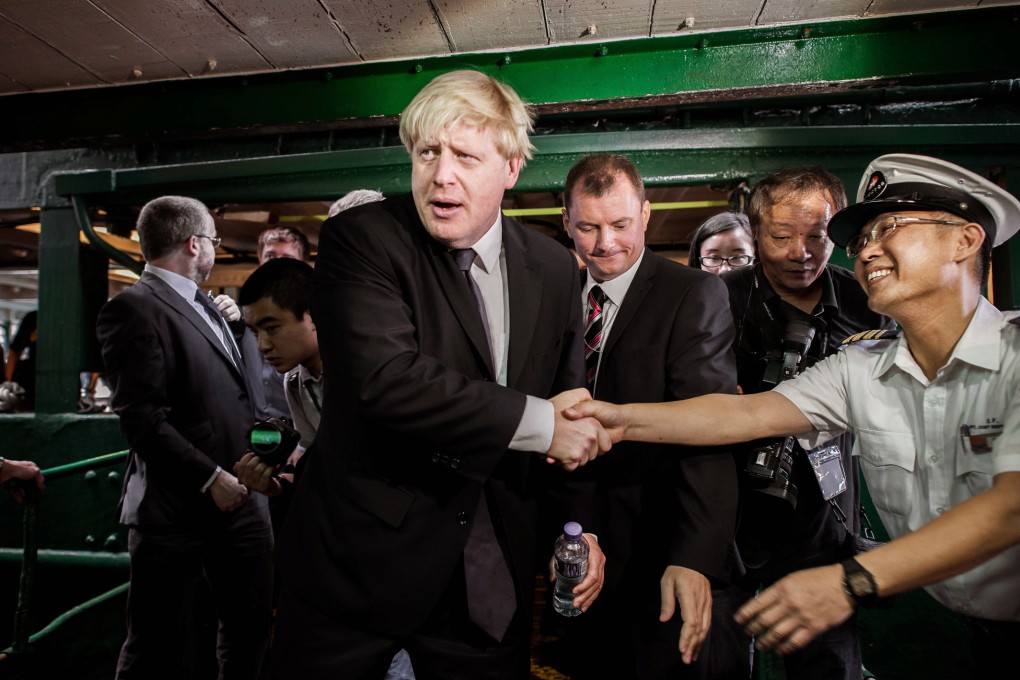 London Mayor Boris Johnson on the Star Ferry on Friday. Photo: AFP