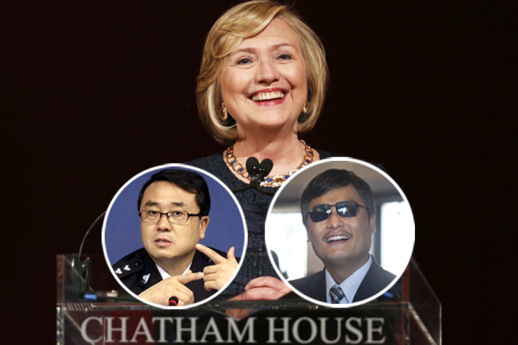 Hillary Clinton reacts during the Chatham House Prize award ceremony in central London, on October 11. Photo: AP