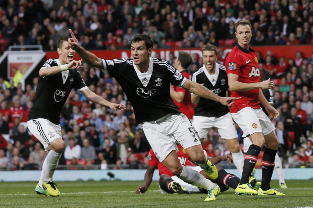 Southampton's Dejan Lovren celebrates after scoring the equaliser against Manchester United in their game at Old Trafford. Photo: Reuters