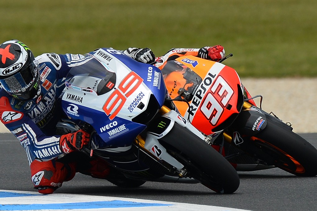 Jorge Lorenzo leads Marc Marquez during the Australian Grand Prix. Photo: AFP