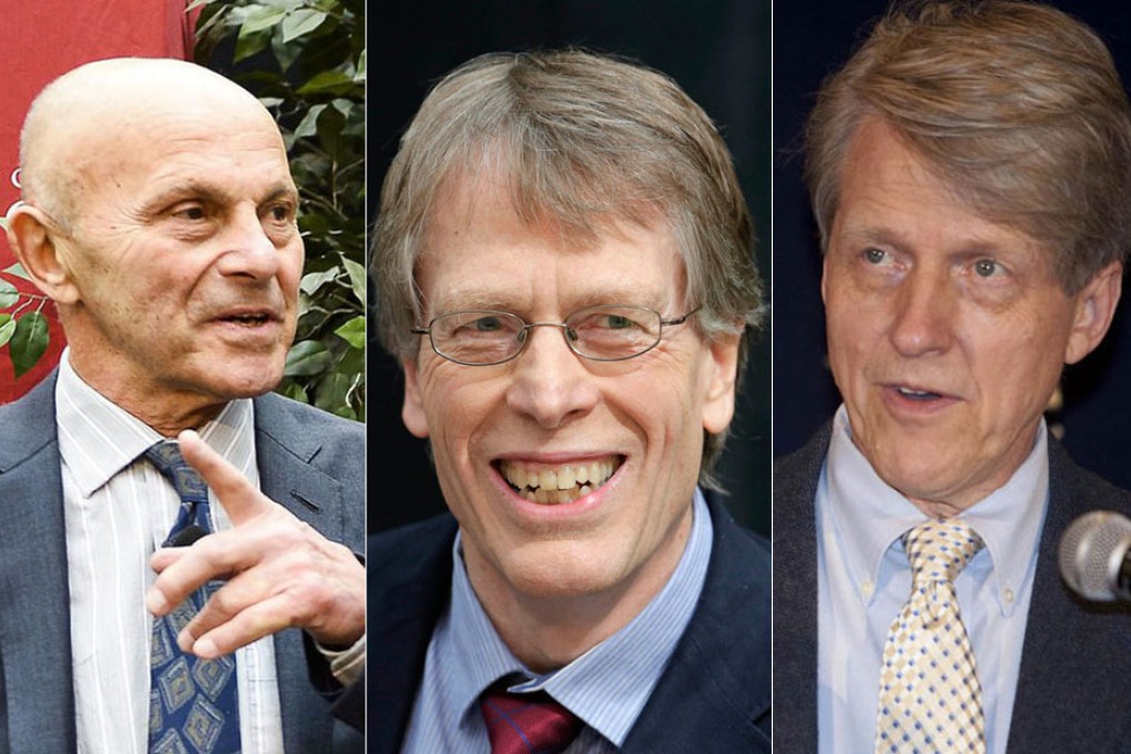 Laureates Eugene Fama (left), Lars Peter Hansen (centre) and Robert Shiller could teach Congress a thing or two. Photos: EPA, AFP, AP