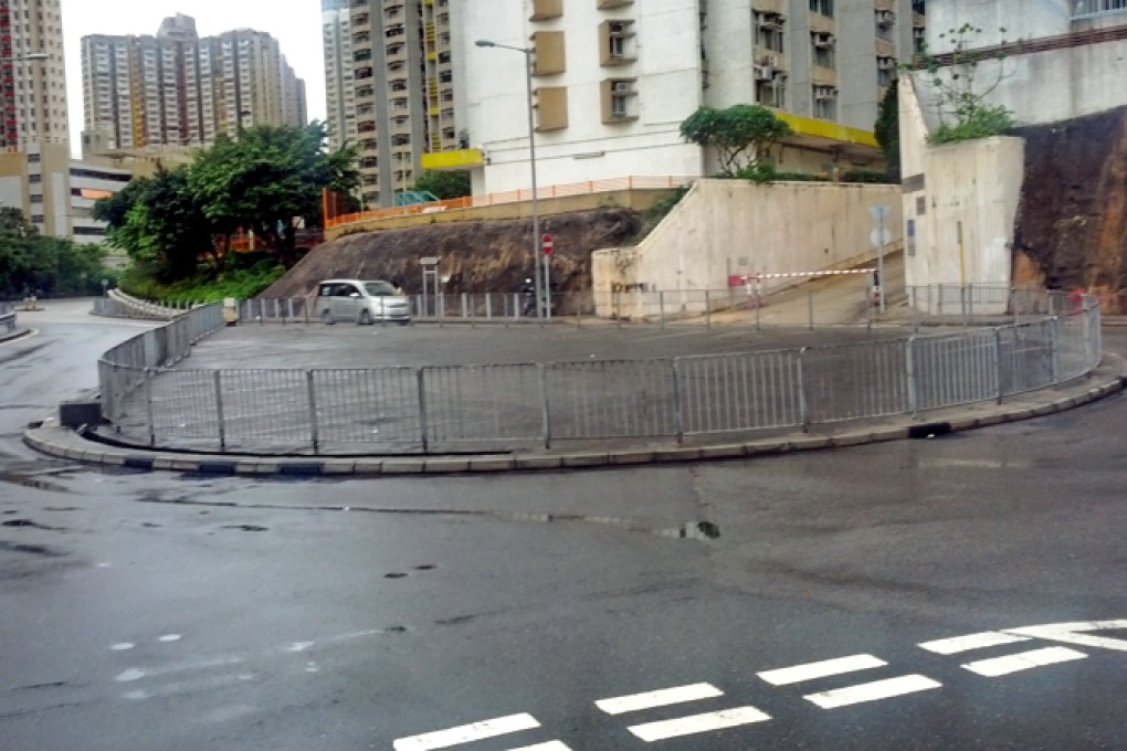 A roundabout in Tsing Yi. Drifting requires a wet road and a rear-wheel-drive vehicle.