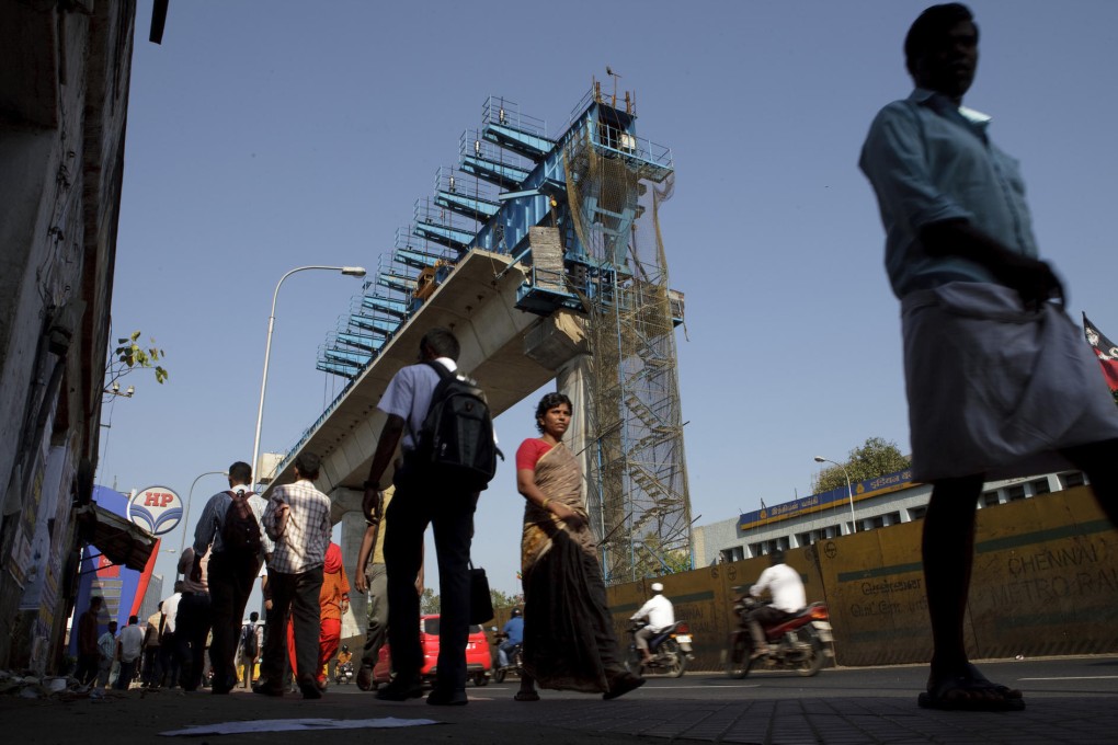 A metro system under construction in Chennai. Chinese companies are already involved in similar projects in India. Photo: Bloomberg