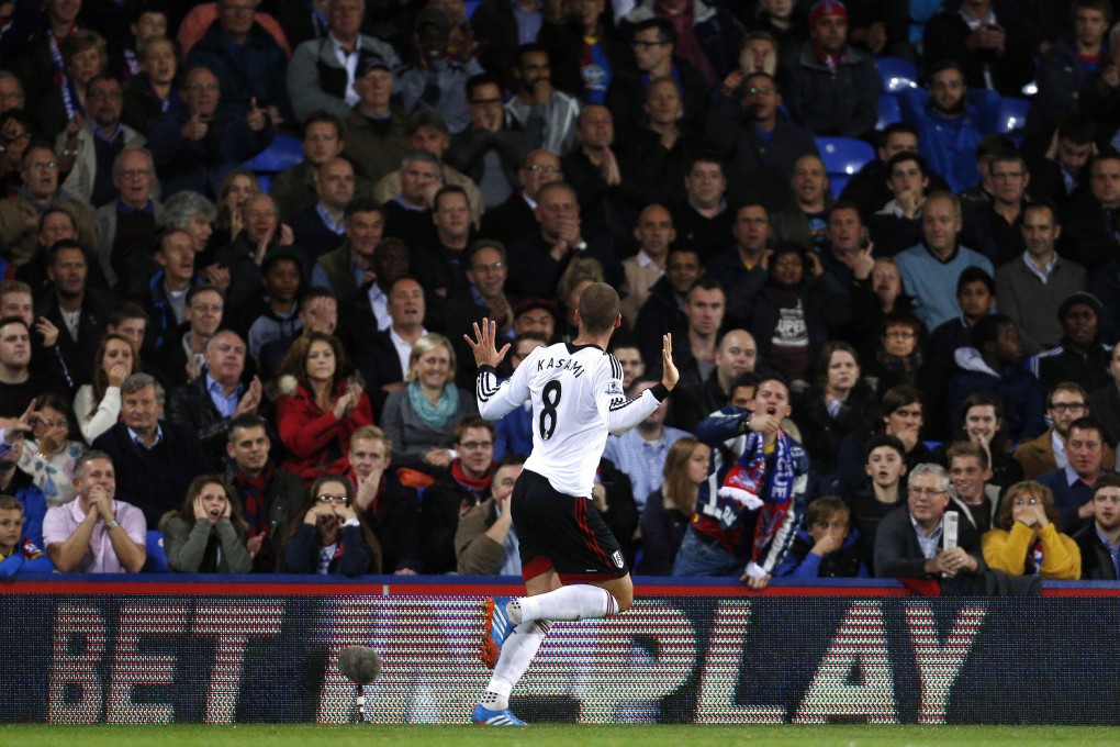 Fulham's Swiss midfielder Pajtim Kasami celebrates his wonder goal against Crystal Palace at Selhurst Park. Photos: AFP