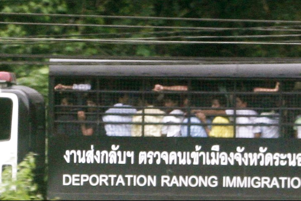 A Ranong Immigration truck leaves the detention centre with the refugees for the Andaman Club pier 12 kilometres away. Photo: Phuketwan