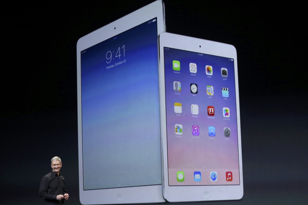 Apple CEO Tim Cook speaks about the new iPad Air and the iPad mini with Retina display. Photo: Reuters