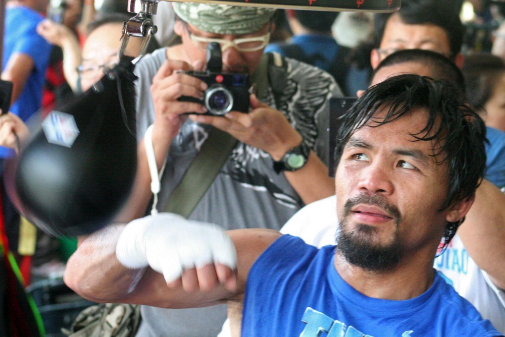 Manny Pacquiao works out at a gym in General Santos in Mindanao. Photo: AFP