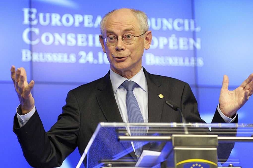 European Council President Herman Van Rompuy addresses a news conference at an European Union leaders summit in Brussels on Friday. Photo: Reuters