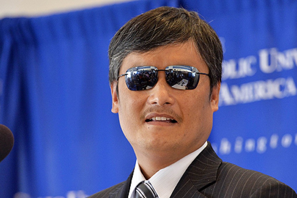 Blind Chinese activist Chen Guangcheng at a ceremony in Washington earlier this month. Photo: AFP
