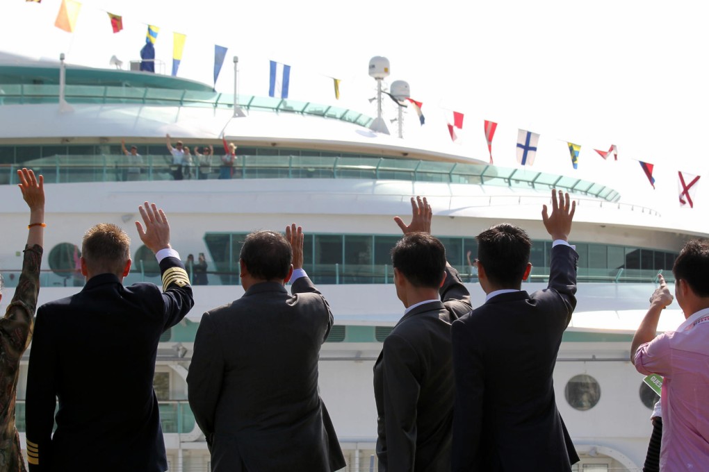 Mariner of the Seas gets a happy send off as she leaves for Taiwan yesterday. Photo: Dickson Lee