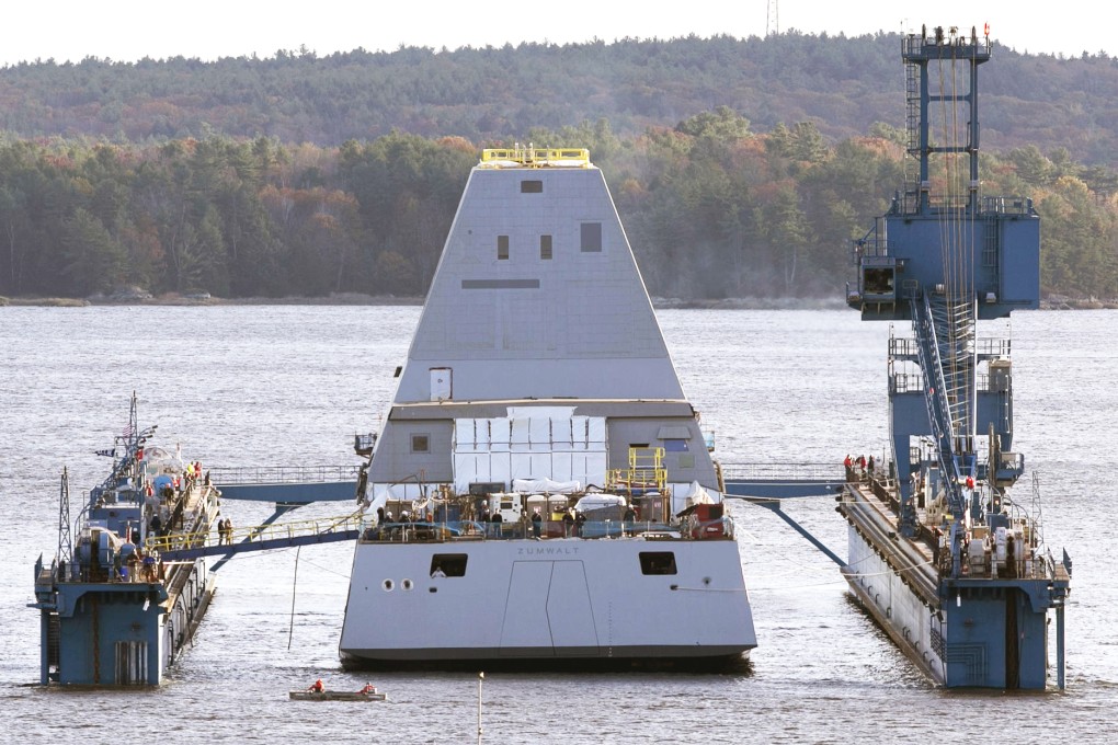 The Zumwalt destroyer in a dock off the coast of Maine. Photo: AP
