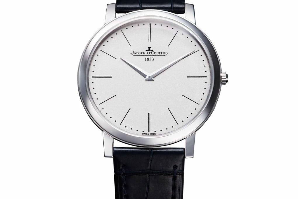 JAEGER-LECOULTRE Master Ultra Thin Jubilee: Inspired by an ultrathin pocketwatch launched by the brand in 1907, this new model has a knife-shaped case that’s only 4.05mm thick. Simple and elegant, it is the thinnest manually winding mechanical wristwatch on the market.