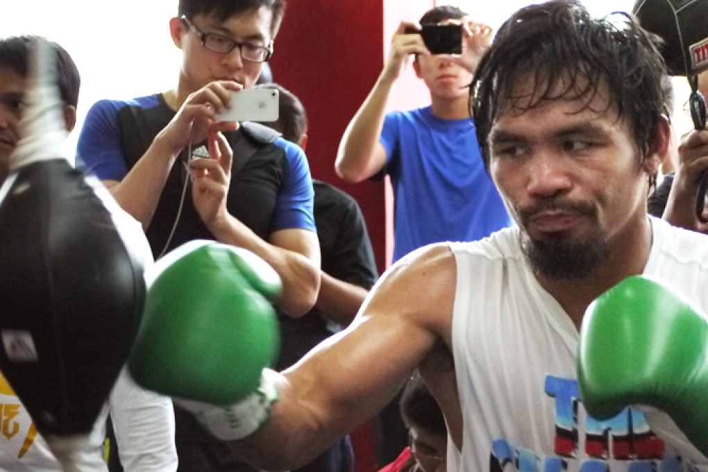 Manny Pacquiao training for his upcoming bout with Brandon Rios in Macau next month. Photo: Unus Alladin