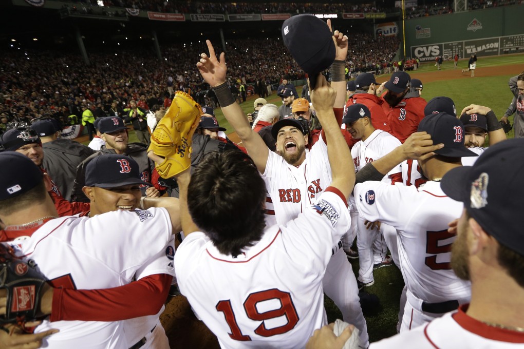 The Boston Red Sox celebrate after defeating the St Louis Cardinals. Photo: AP