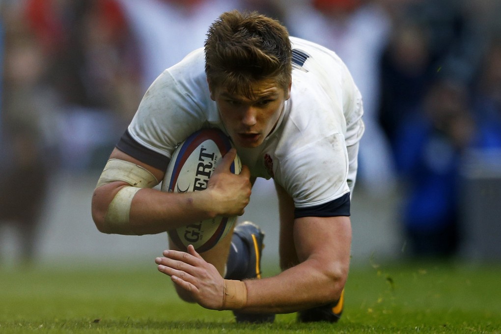 England fly half Owen Farrell scores a try against Australia in their match at Twickenham on Saturday. Photo: Reuters