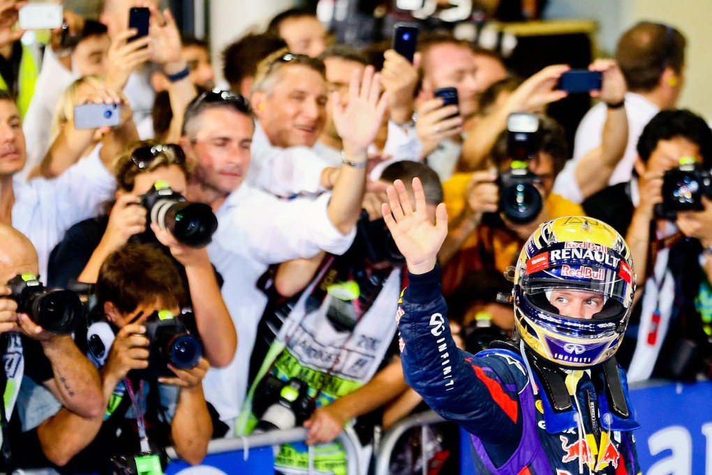 Sebastian Vettel celebrates his latest victory at the Abu Dhabi Grand Prix. Photo: EPA