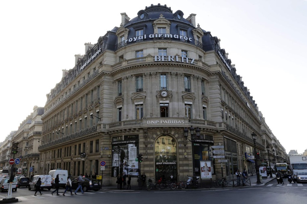 The facade of a BNP Paribas bank branch in Paris.