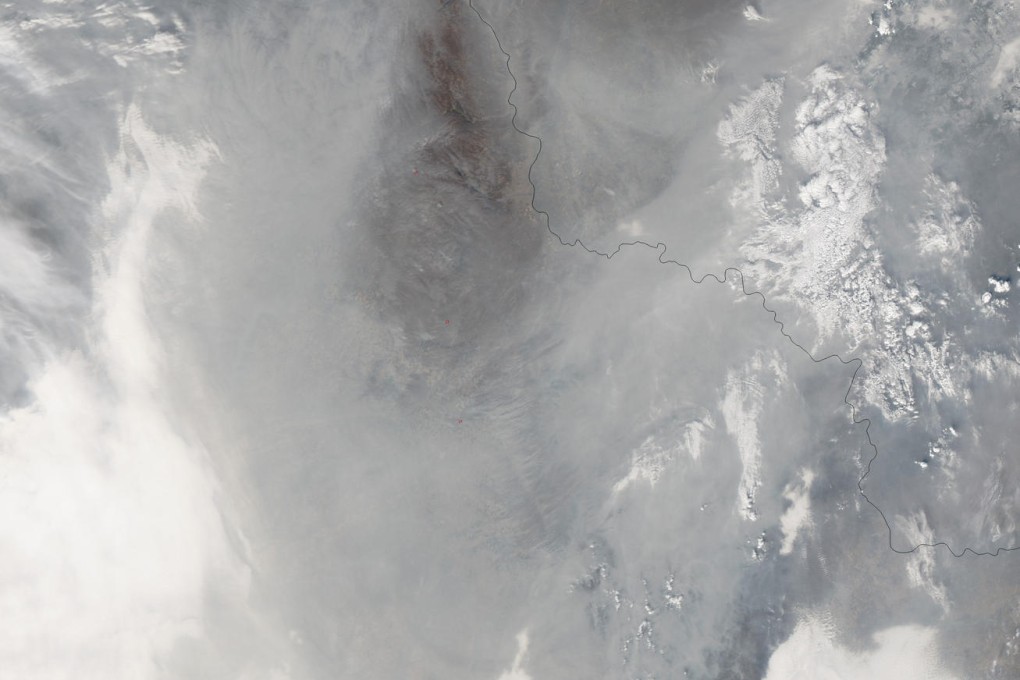 A satellite image shows the smog that forced Harbin to close schools last month. Photo: Nasa