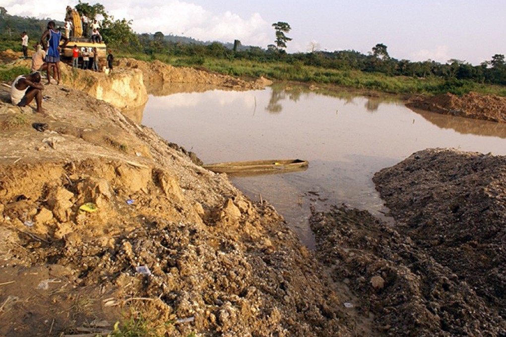 An illegal gold mine at Dunkwa on-Offin in Ghana. Photo: AFP