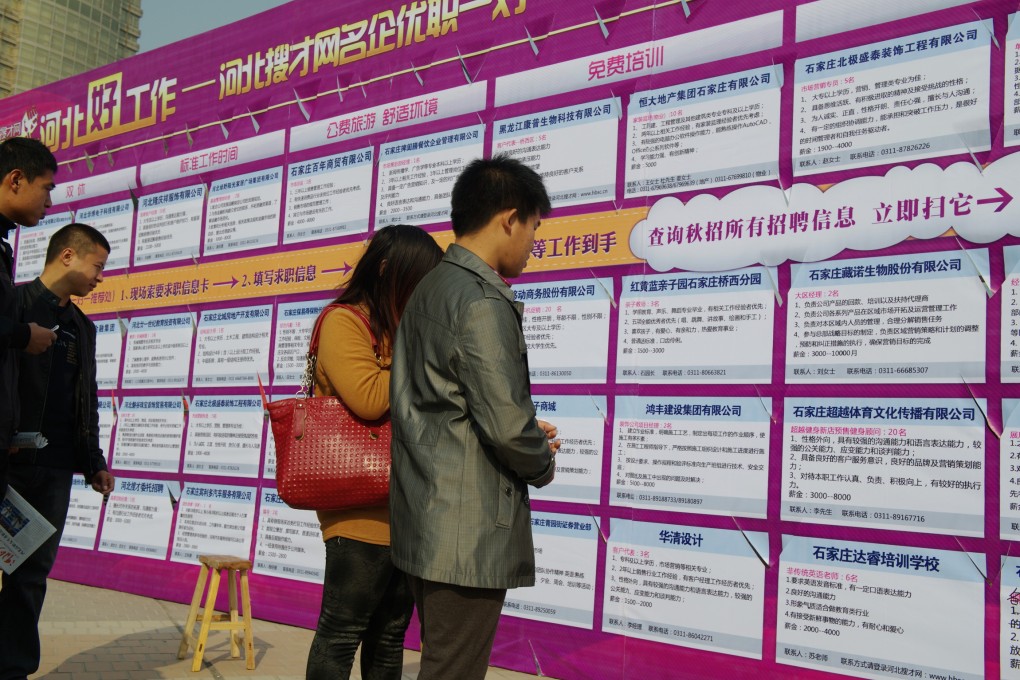 Economic growth of 7.2 per cent annually is needed to ensure that 10 million jobs are created each year, Premier Li Keqiang said. Photo: Xinhua