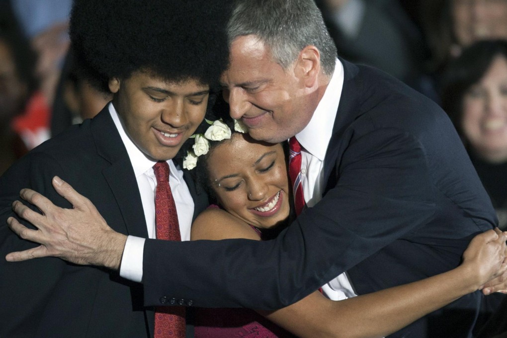 Bill de Blasio with daughter Chiara and son Dante. Photo: Reuters