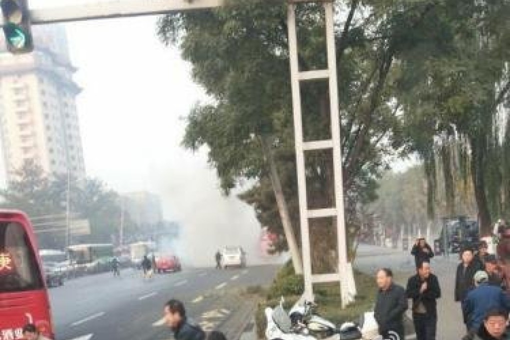 Scene of the explosion in Taiyuan on Wednesday. Screenshot via Sina Weibo.