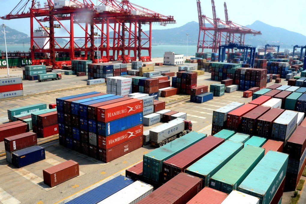 Export goods are piled at the Port of Lianyungang. Photo: Xinhua