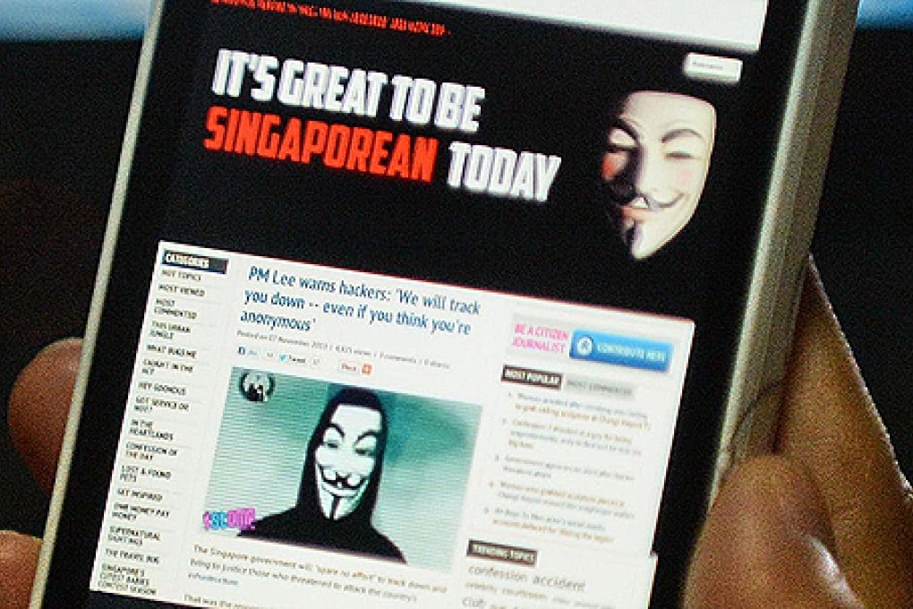 Message from hackers on Lee Hsien Loong's site. Photo: AFP
