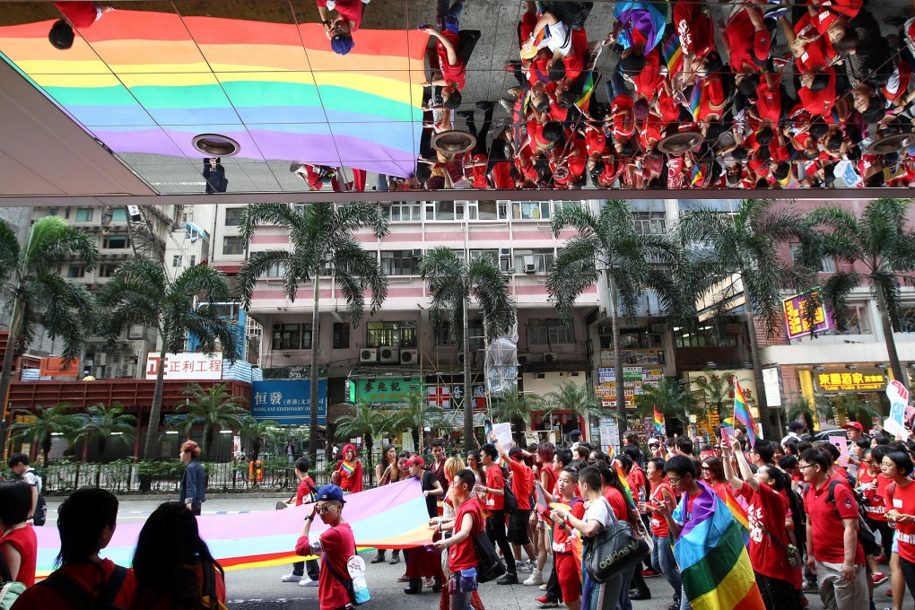 Participants in the fifth Hong Kong Pride Parade, which began in Victoria Park and followed a rainbow-coloured flag to the government offices in Admiralty. Photo: Jonathan Wong