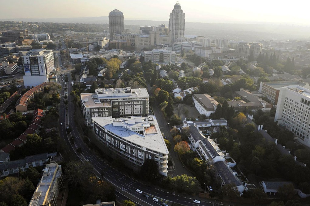 An aerial view of Sandton City, the main commercial and shopping hub in Johannesburg. Photo: AFP