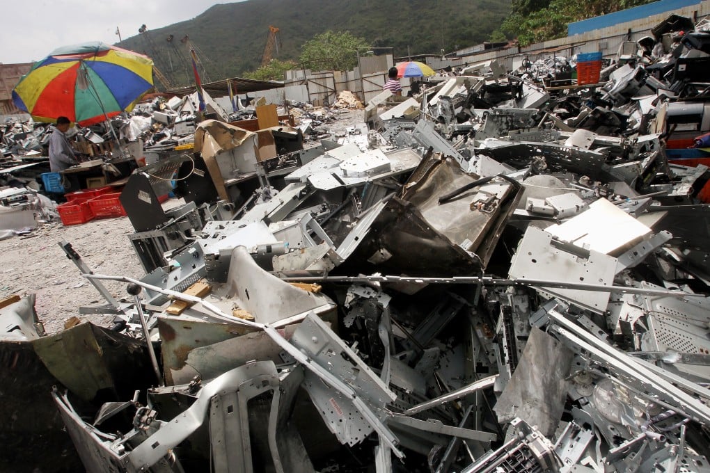 Open-air storage areas for electronic waste in Ta Kwu Ling. Photo: David Wong