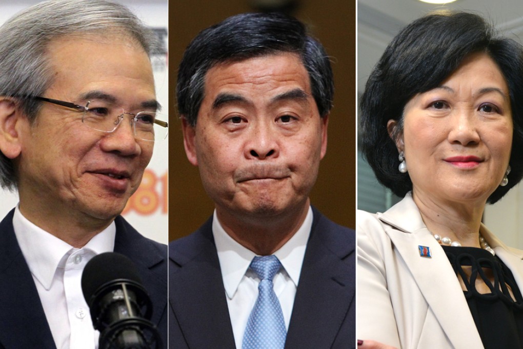 Lam Woon-kwong, Leung Chun-ying and Regina Ip Lau Suk-yee.