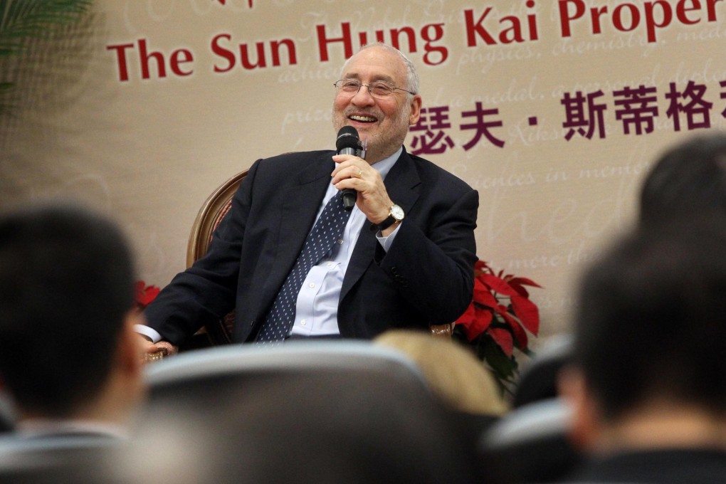 Former World Bank chief economist Joseph Stiglitz tells the audience at the Chinese University of Hong Kong he advocates a market economy but with rules. Photo: David Wong