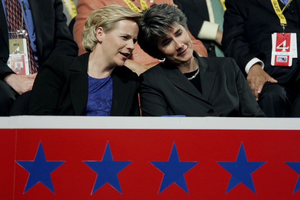 Mary Cheney (left), daughter of the former US vice-president, with her partner, Heather Poe. Photo: AFP