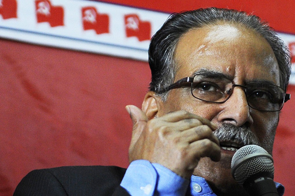 Unified Communist Party of Nepal (Maoist) chairman Pushpa Kamal Dahal, also known as 'Prachanda', speaks during a press conference in Kathmandu on Thursday. Photo: AFP
