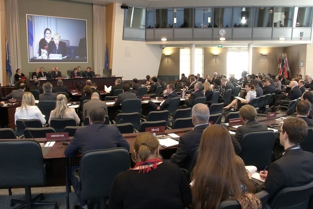 A general view of the OPCW Executive Council meeting on removal of Syria's chemical weapon in Hague. Photo: OPCW/Xinhua