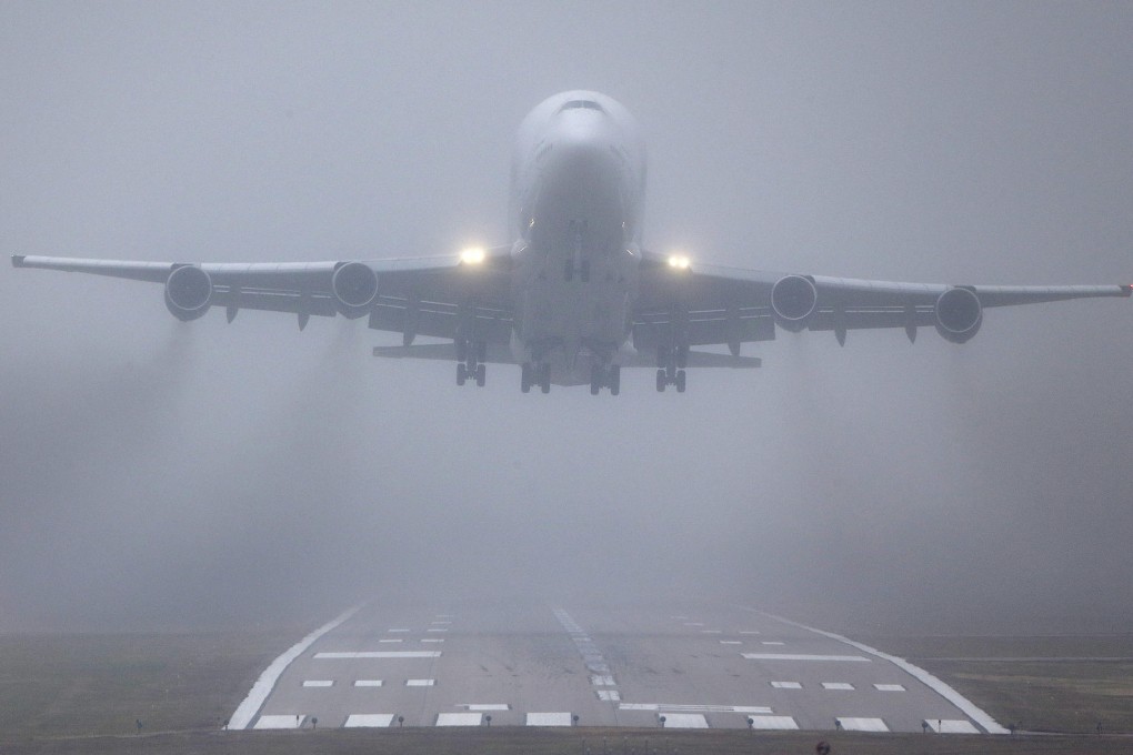 The Boeing 747 jet takes off from Colonel James Jabara Airport in Wichita after it mistakenly landed there on Wednesday. Photo: AP
