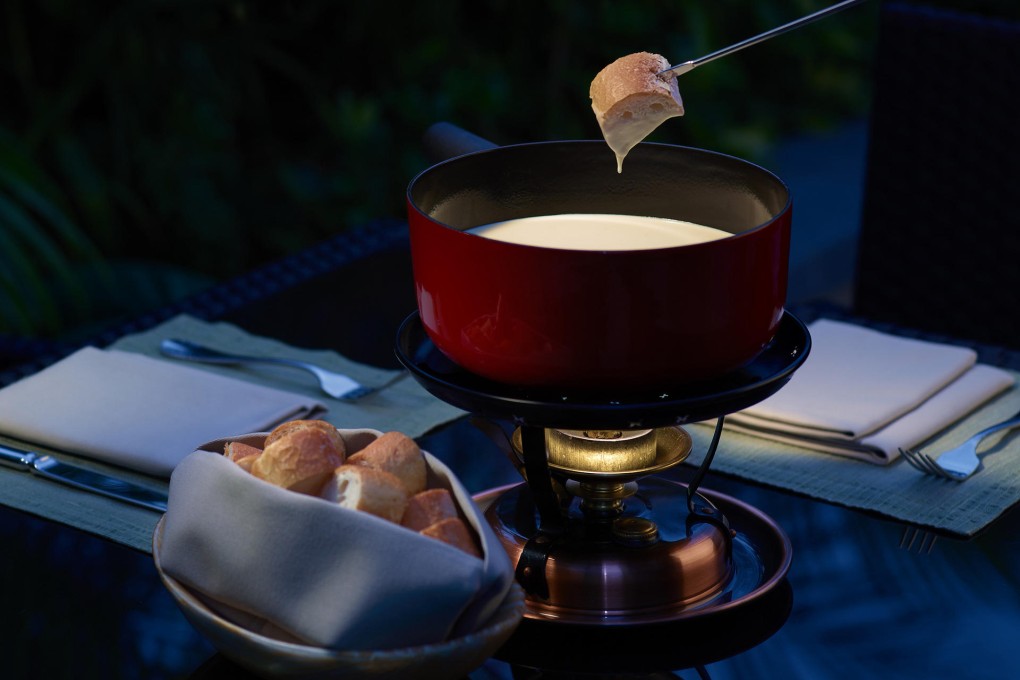 Cheese fondue with home-made baguette from the Cafe at the Hyatt Regency.