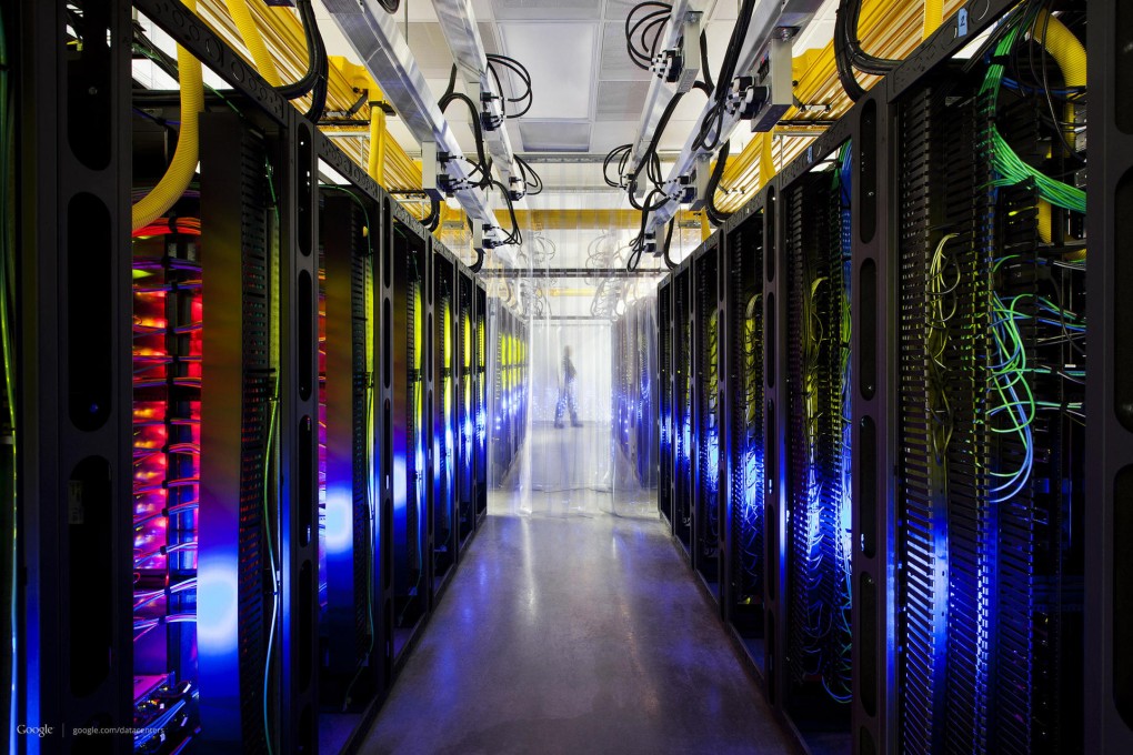 A Google network room at a data centre in Council Bluffs, Iowa. The NSA has infiltrated the cable links to Google's data centres. Photo: AP