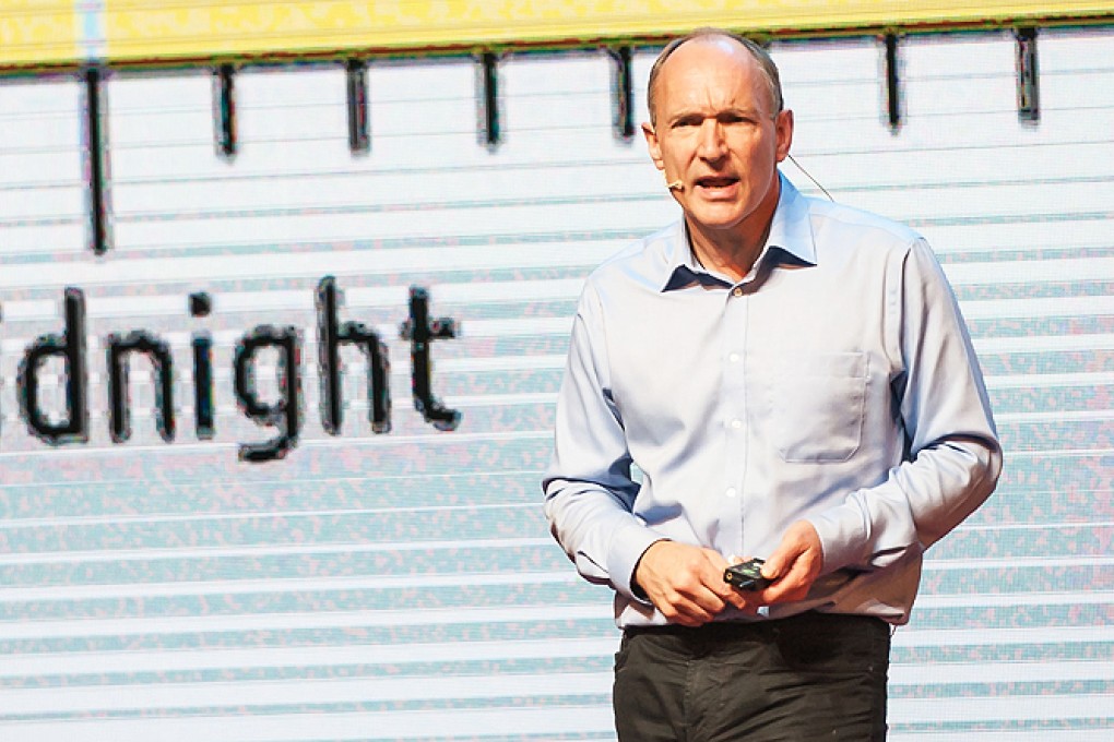 Tim Berners-Lee speaking in Shenzhen earlier this month. Photo: Xinhua