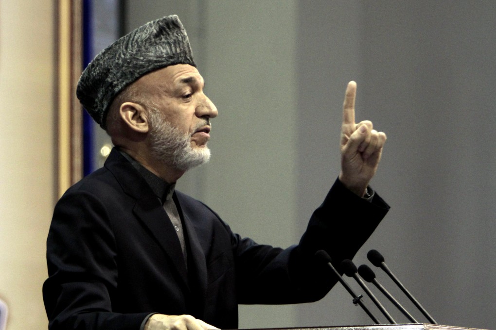 Afghan President Hamid Karzai at the Loya Jirga in Kabul on Sunday. Photo: AP