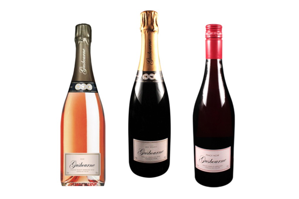 From left: Gusbourne Sparkling Rosé 2010, Gusbourne Brut Reserve 2007 and Gusbourne Pinot Noir 2010.