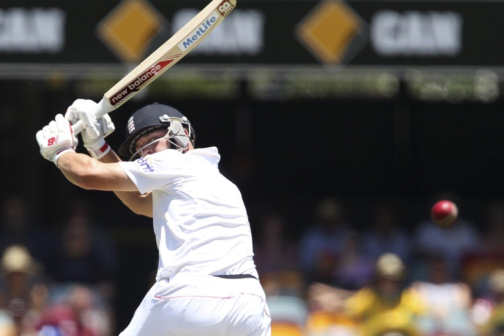 England's Jonathan Trott looks back after playing a shot against Australia during the series-opening Ashes cricket test at the Gabba. Photo: AP