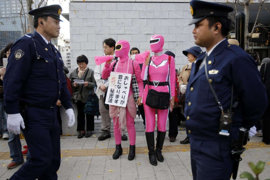 Protesters rally against the planned state secrets act at parliament in Tokyo yesterday. Photo: Reuters
