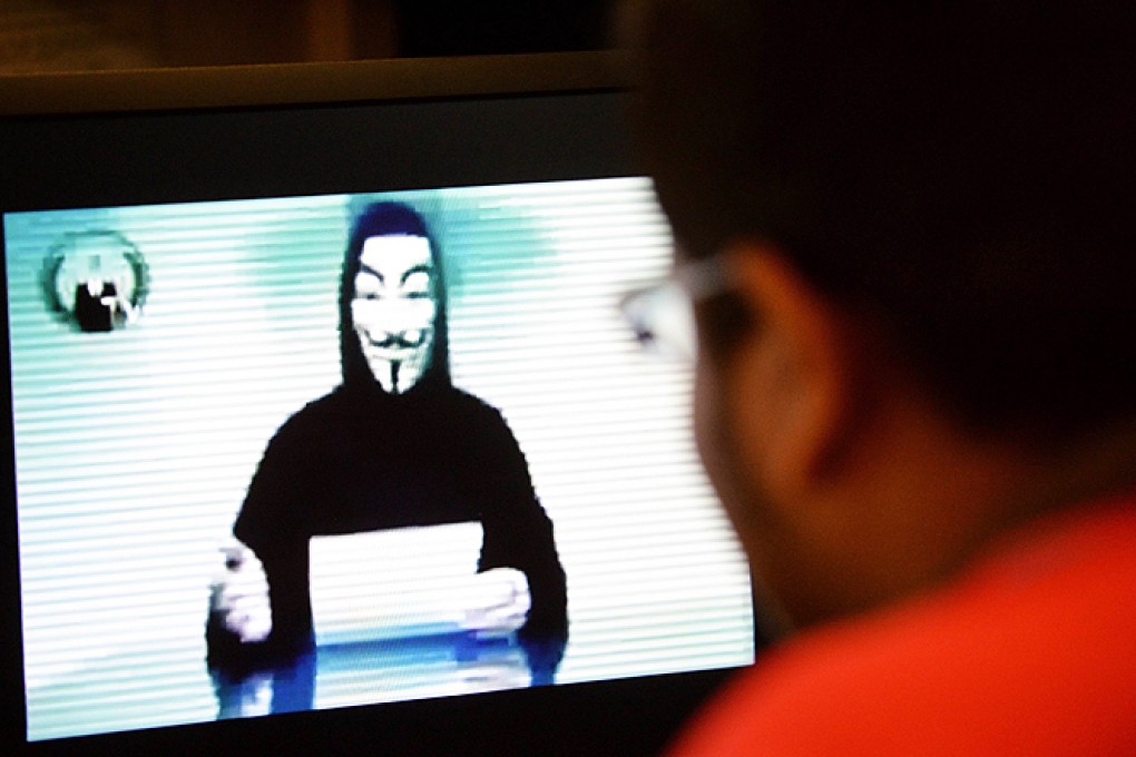 Prime Minister Lee Hsien Loong’s website displayed mocking messages and pictures from activist hackers’ group Anonymous. Photo: AFP