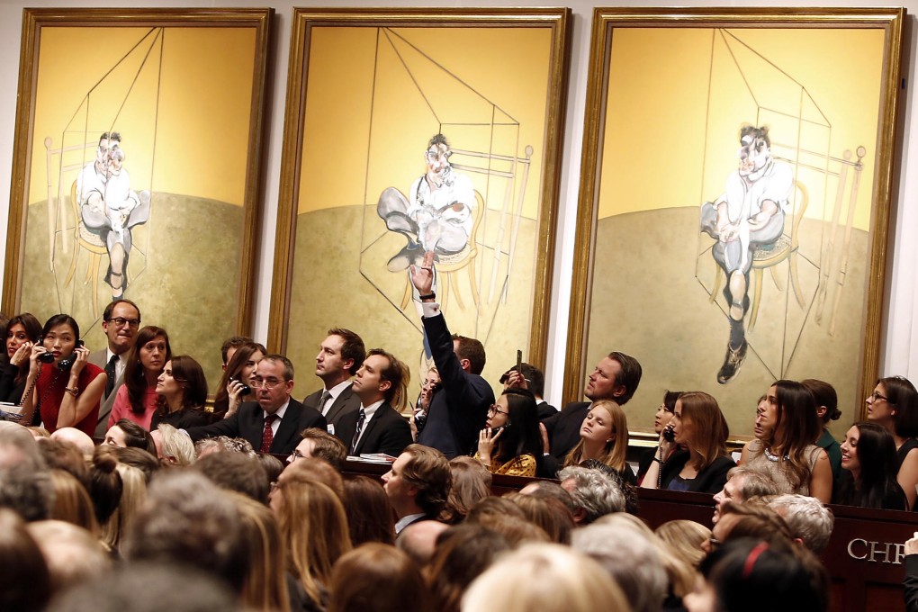 Christie's New York auction of Francis Bacon'sThree Studies of Lucian Freud, which fetched US$142 million on November 12. Photo: AP