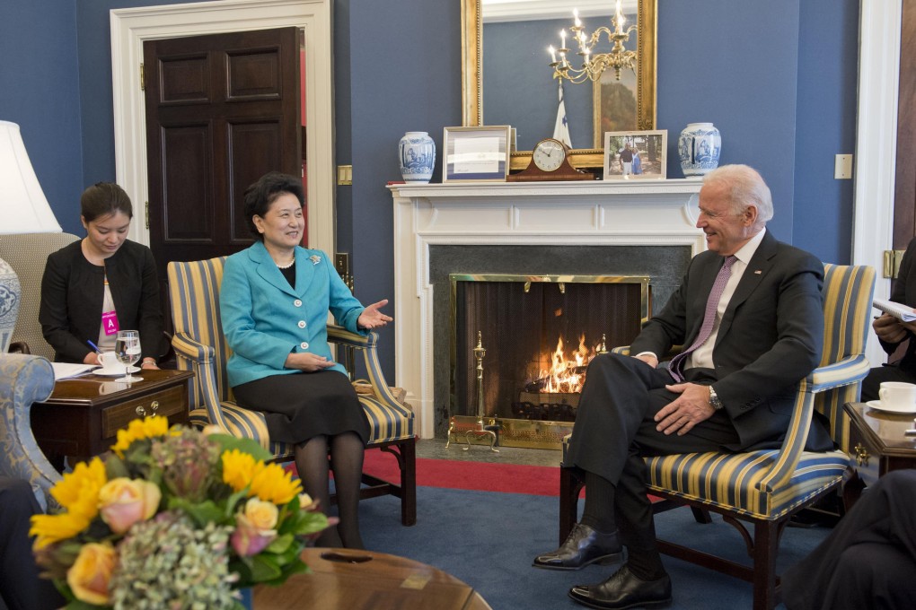 Joe Biden meets Vice-Premier Liu Yandong. Photo: Xinhua